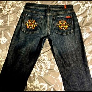 7 For All Mankind Sz 28 boot tall dk blue jeans